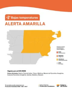 Volvió el alerta amarillo por frío extremo a algunas zonas de Chubut